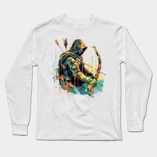 Archer Bowman Portrait Fighter Mistery Shadow Abstract Long Sleeve T-Shirt